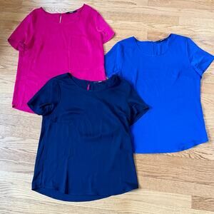 Quince Women's Silk Spandex Blend Solid Color Professional Blouse Set - Medium